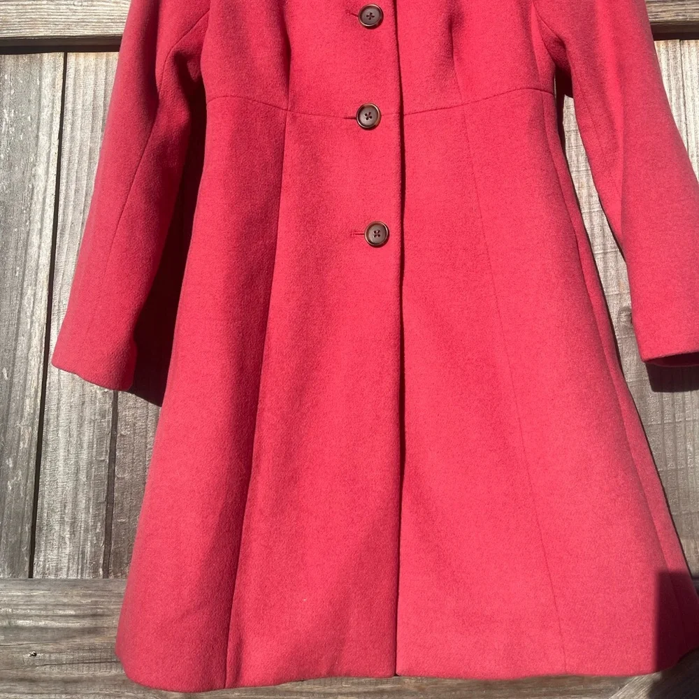 J Crew Uptown Ruffle Car Coat Women's Salmon Pink Coat Size 0 - Picture 6 of 16
